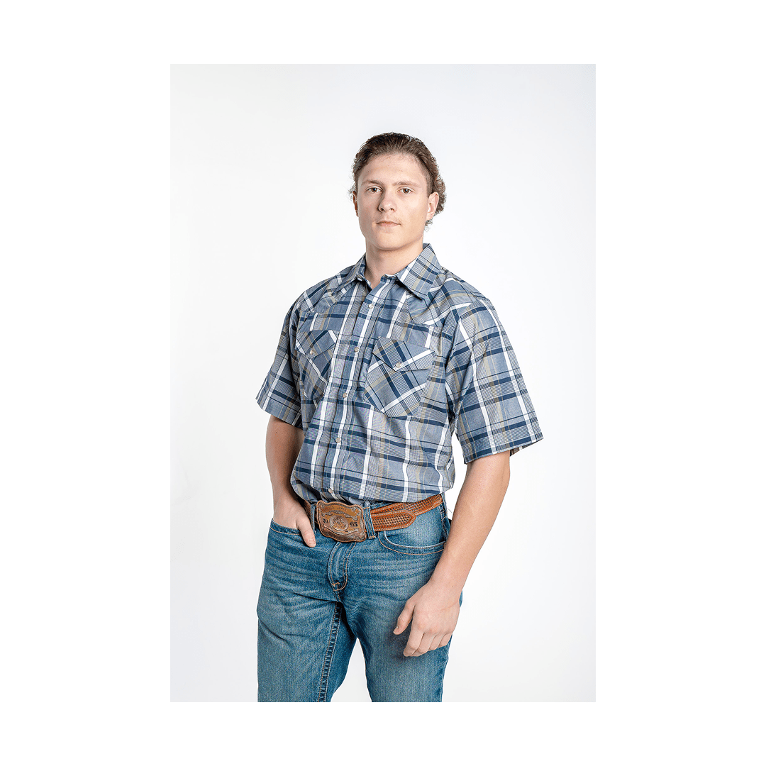 MWG Apparel Men's Western Sage Plaid Short Sleeve Button Down - MWG