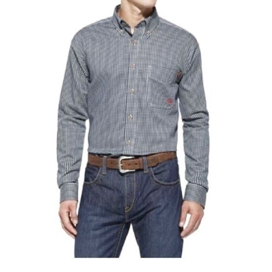 Ariat Men’s Work Shirt Flame Resistant Flame Resistant Long Sleeve Blue Multi