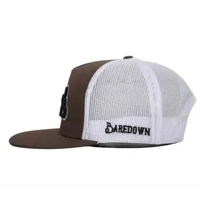 Baredown Brand Cap Trucker High Profile Flat Bill Snapback Brown/White - Baredown Brand