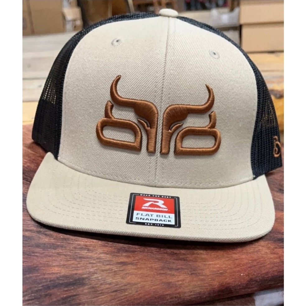 Baredown Brand Flat Bill Trucker Cap Khaki/Brown Hat