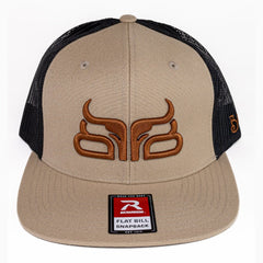 Baredown Brand Flat Bill Trucker Cap Khaki/Brown Hat