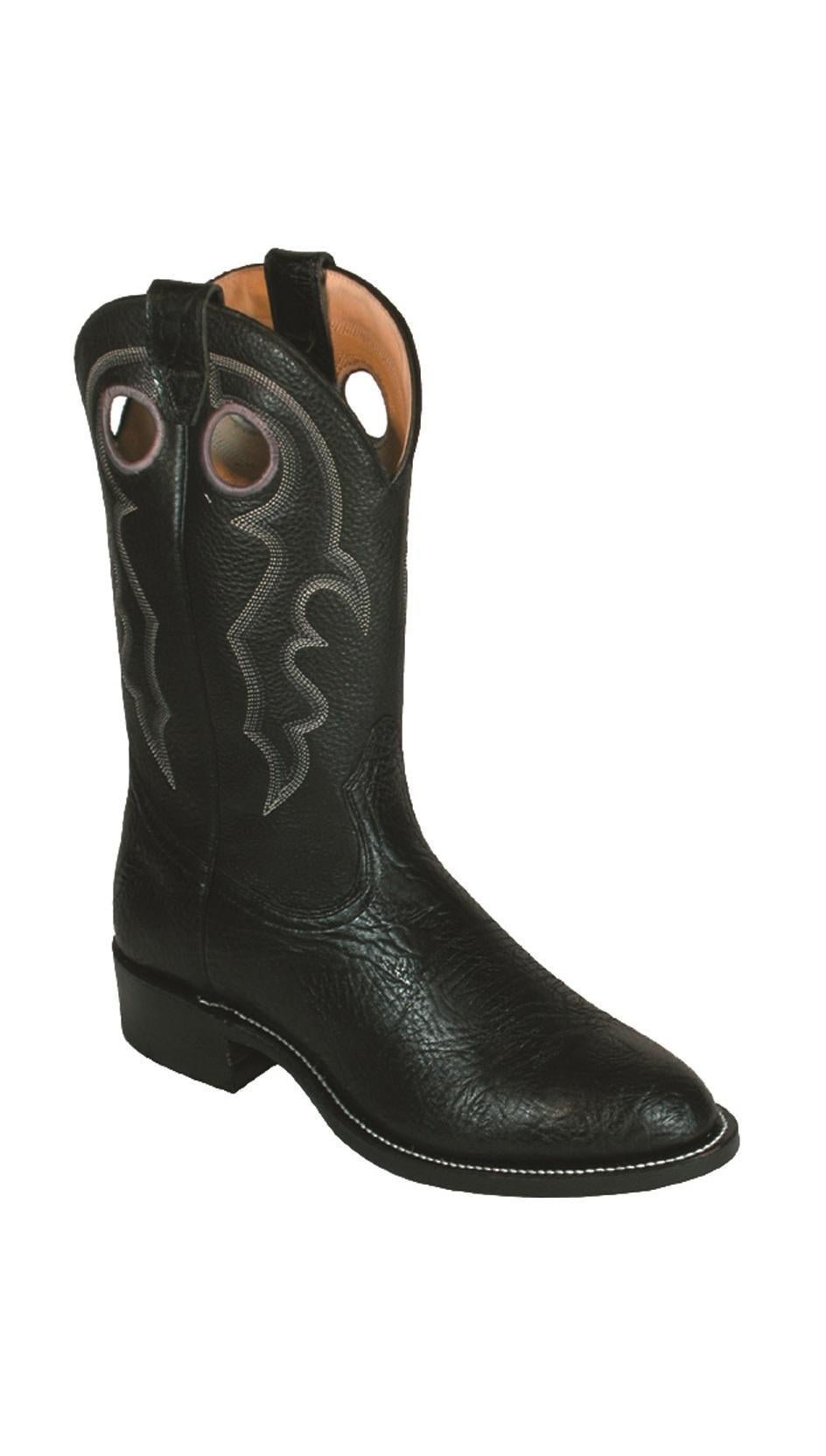 Boulet Men's Black Cowboy Boot Round Toe 0027