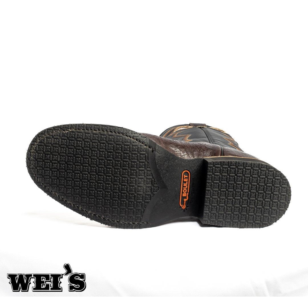 Boulet Men's Black and Brown Cowboy Boots