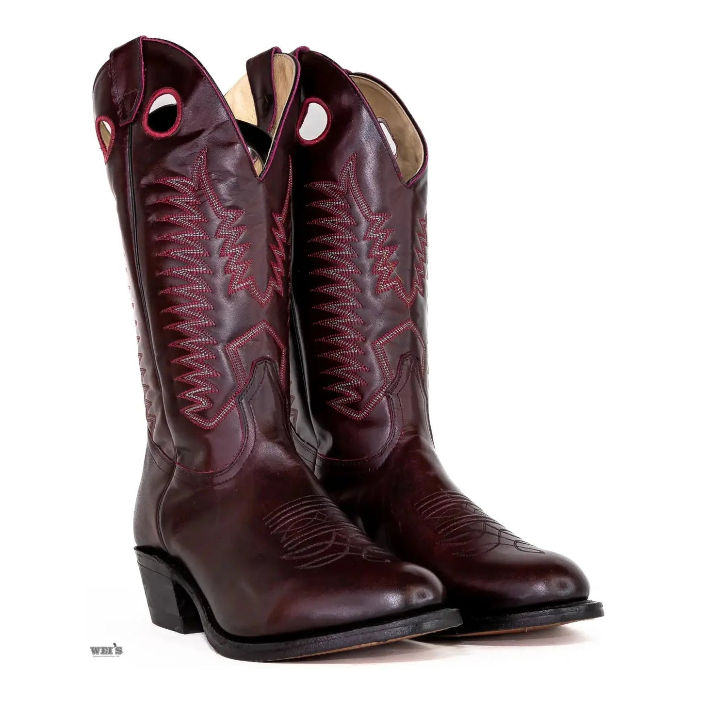 Boulet Men's Cowboy Boots 15" Black Cherry Cowboy Heel U-Toe
