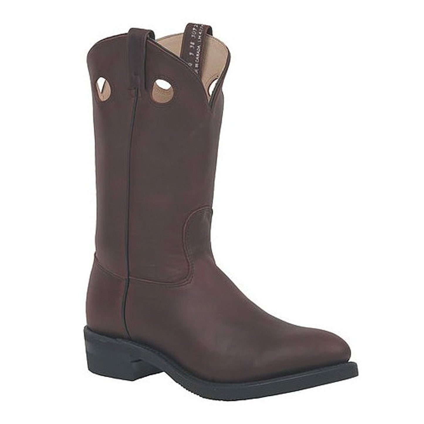 Canada West 5060 soft toe work western boot in brown leather, side profile view.