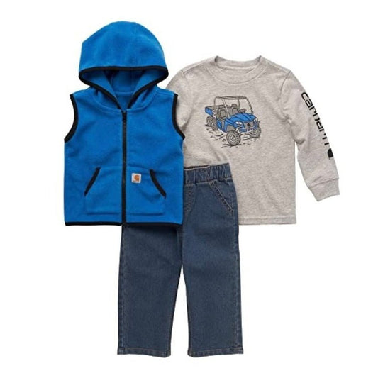 Infant Boy’s Carhartt Graphic Long Sleeve, Vest and Jean Outfit Set CG8818 - Carhartt