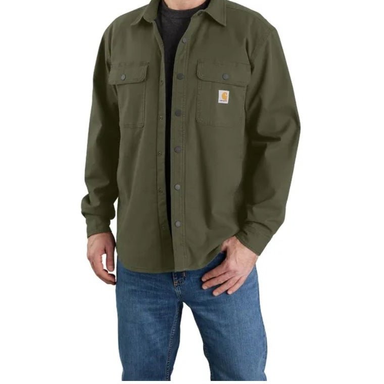 Carhartt Men’s Shirt Jacket Rugged Flex Relaxed Fit Canvas Fleece Lined