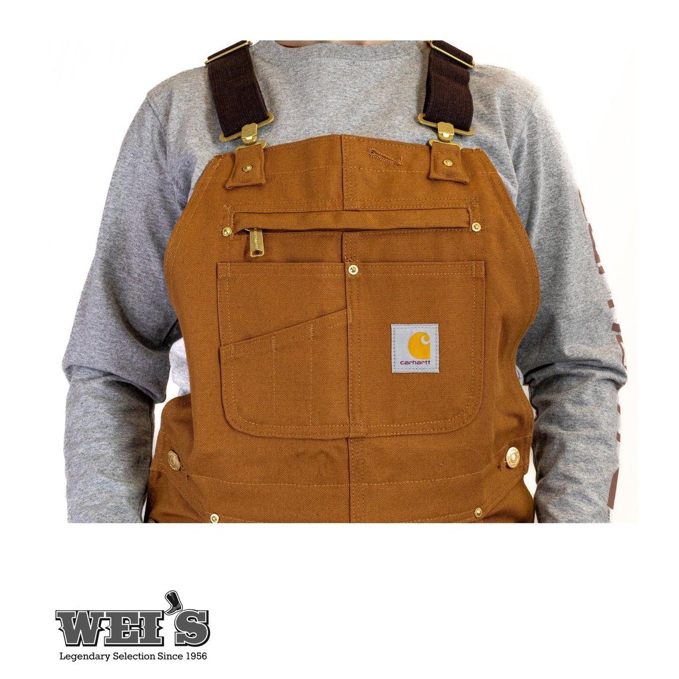 Carhartt Work Men's Bib Overalls Unlined Duck Carhartt Brown