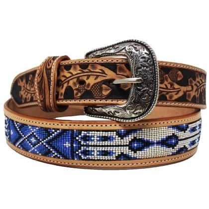 Challenger Western Floral Hand Tooled Beaded Belt 26RT50B