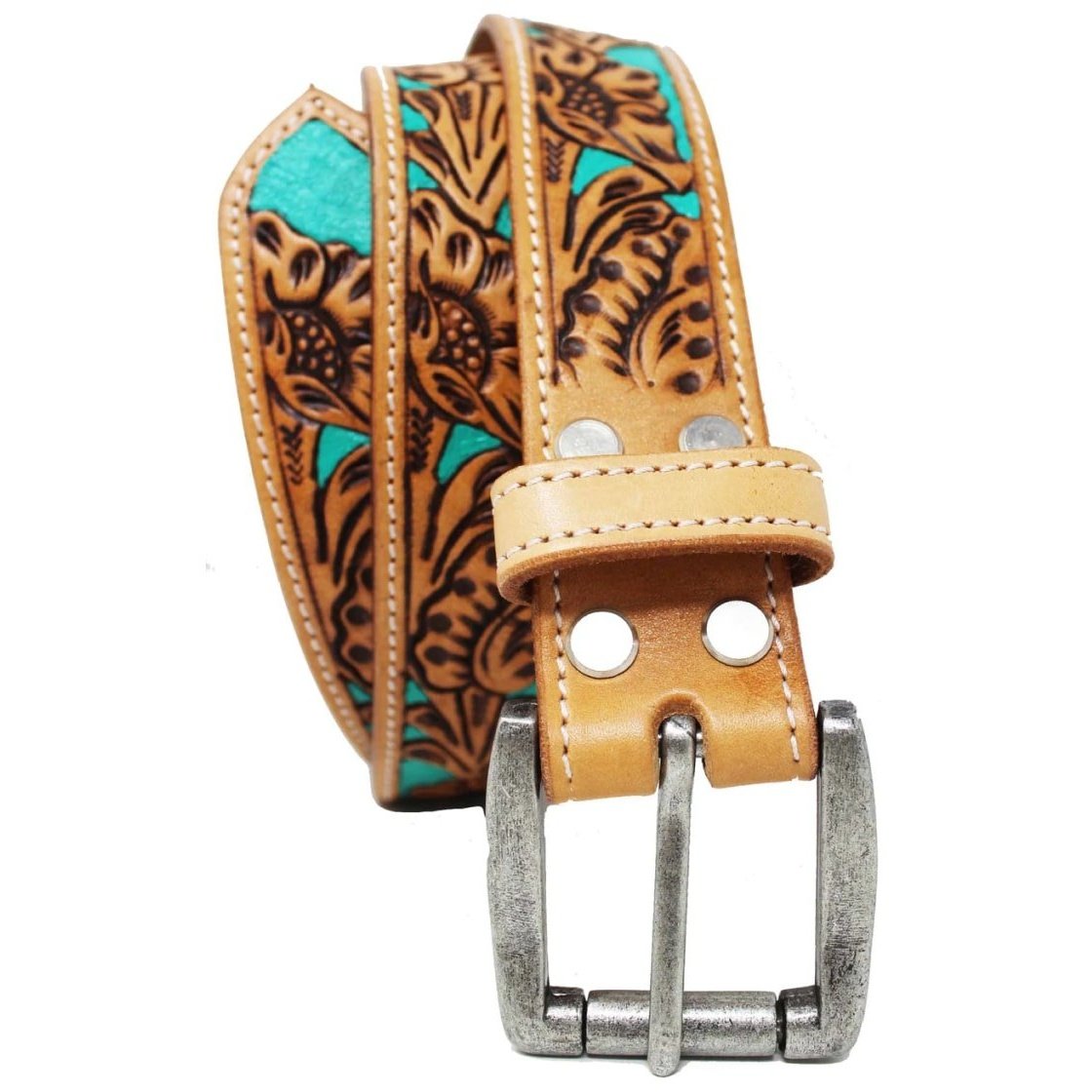 Challenger Western Floral Tooled Teal