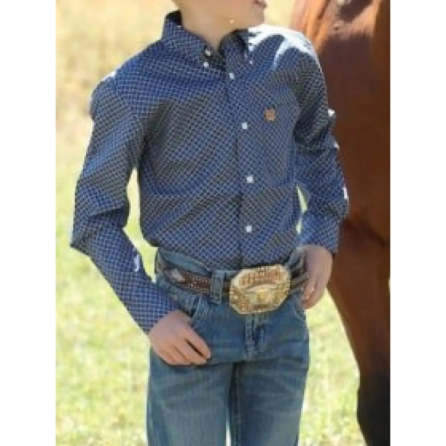 Cinch Boy’s Shirt Long Sleeve Button Down Blue