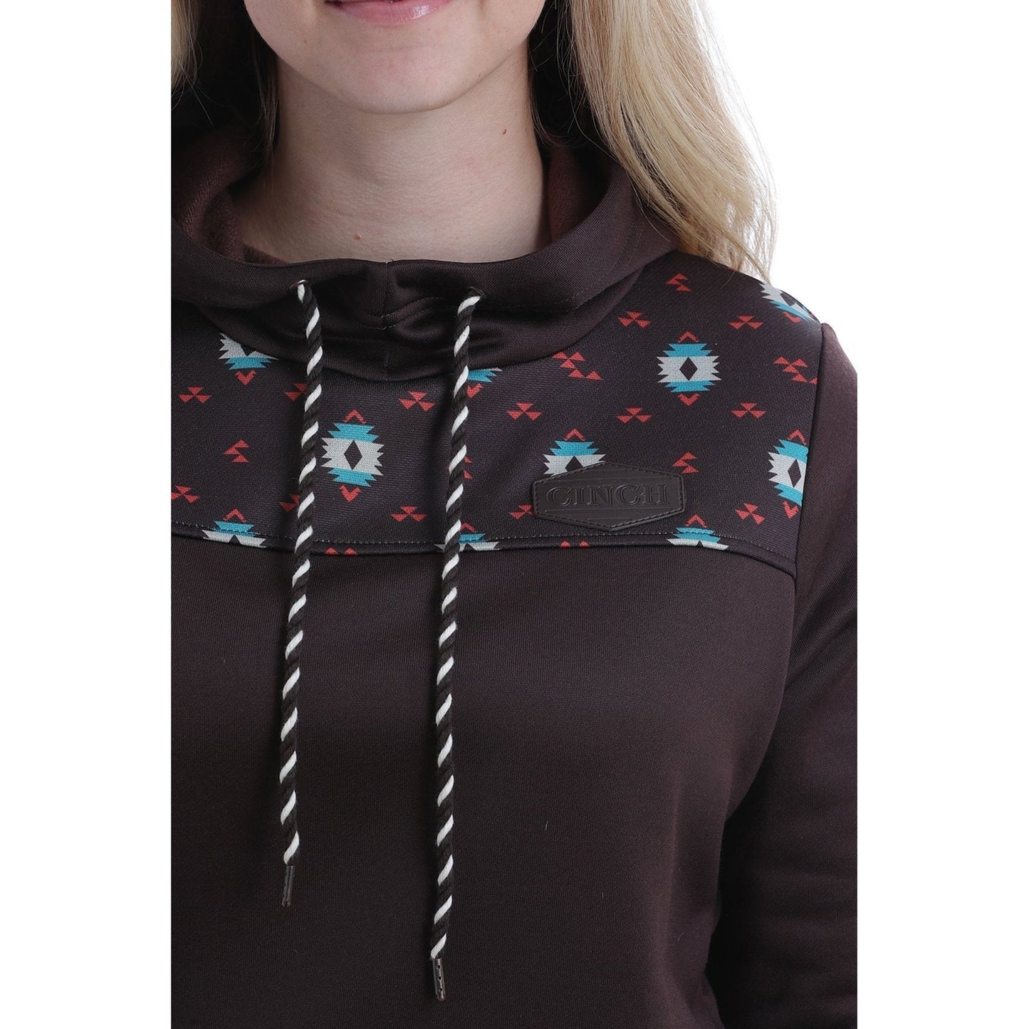 Cinch Women's Poly-Tech Fleece Hoodie Heather Brown CLEARANCE