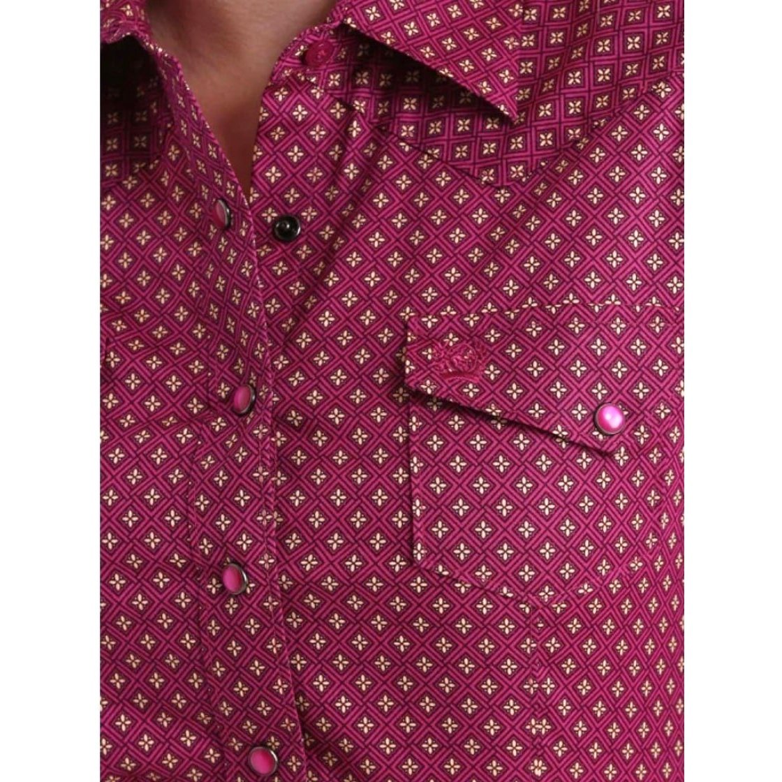 Cinch Women’s Shirt Fuchsia Print Snap Button Up FUS- Clearance