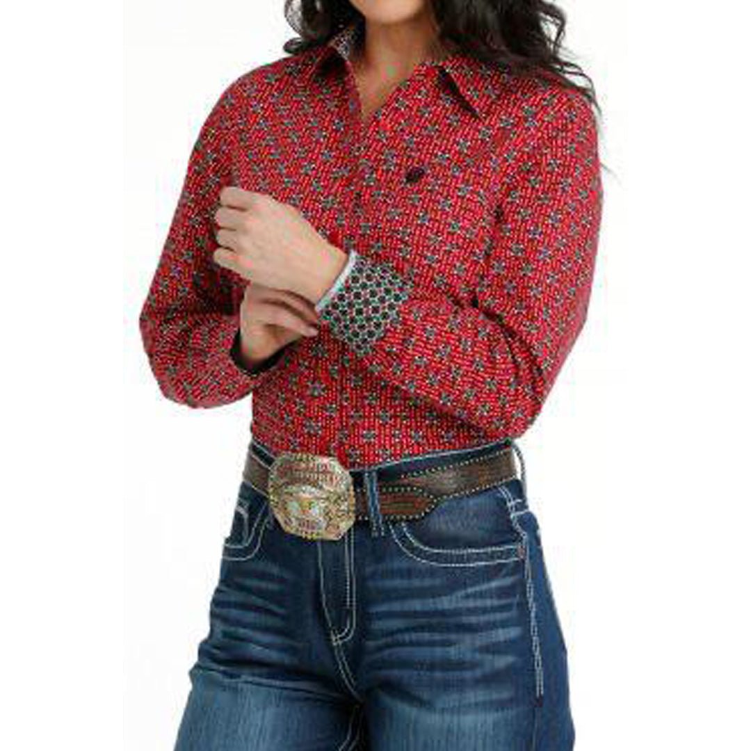 Cinch Women's Western Shirt In Red Print MSW9164210 RED
