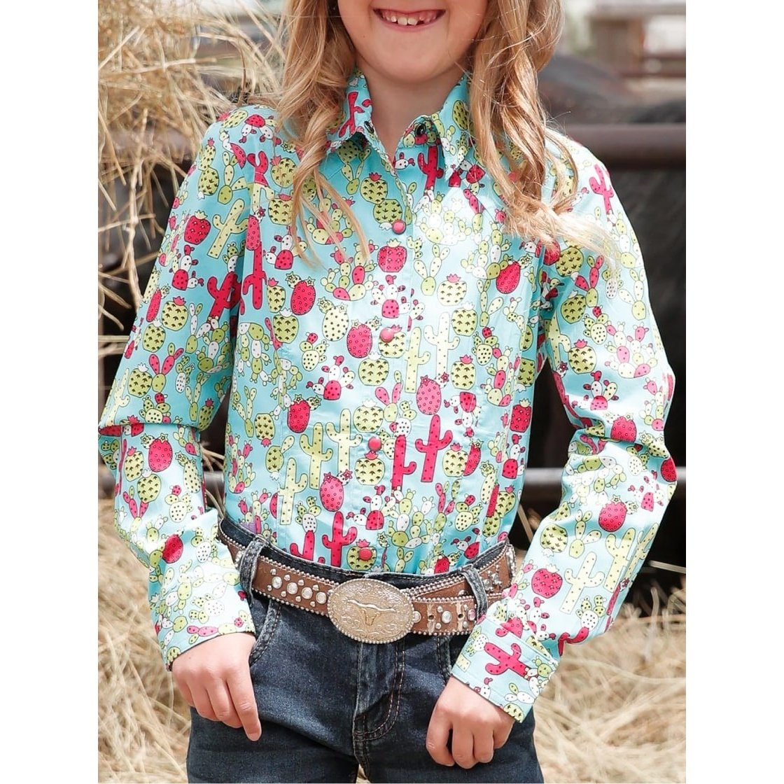 Cruel Girl Youth Girl’s Shirt Western Cactus Print