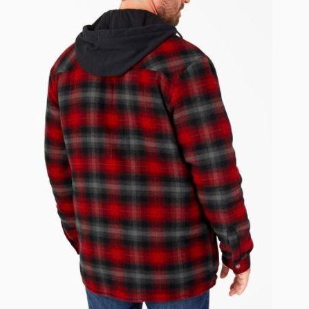 Dickies Men's Work Shirt Jacket Flannel Fleece Hooded Quilted TJ211