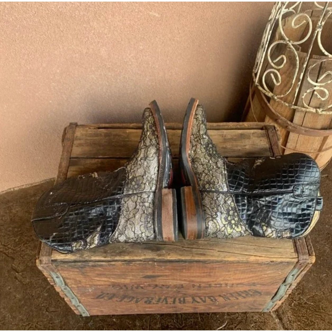 Ferrini Kid's Cowboy Boots 8.5" Cool Silver Lace