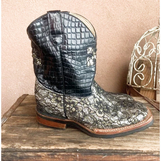 Ferrini Kid's Cowboy Boots Cool Silver Lace 7279334015 - Ferrini