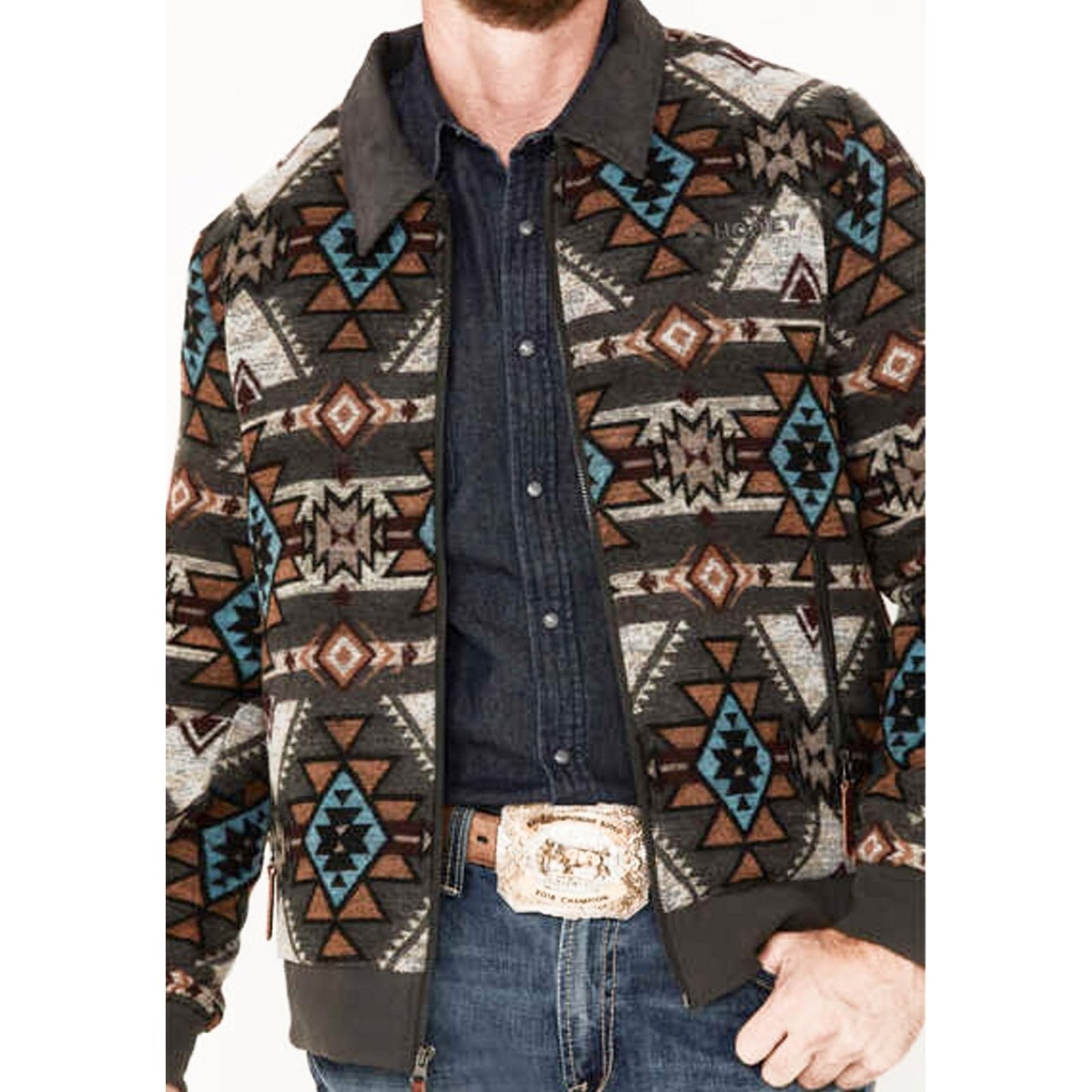 Hooey Men’s Jacket Bomber Corduroy Collar Southwest Shell CLEARANCE