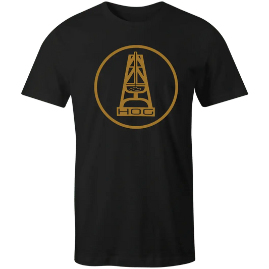 Hooey Men’s T-Shirt “Hog” Black With Mustard Oil Gear Logo OT1001BK - Hooey