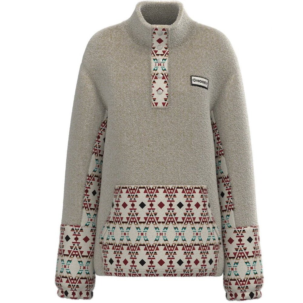 Hooey Women's Fleece PullOver Cream / Multi-Aztec