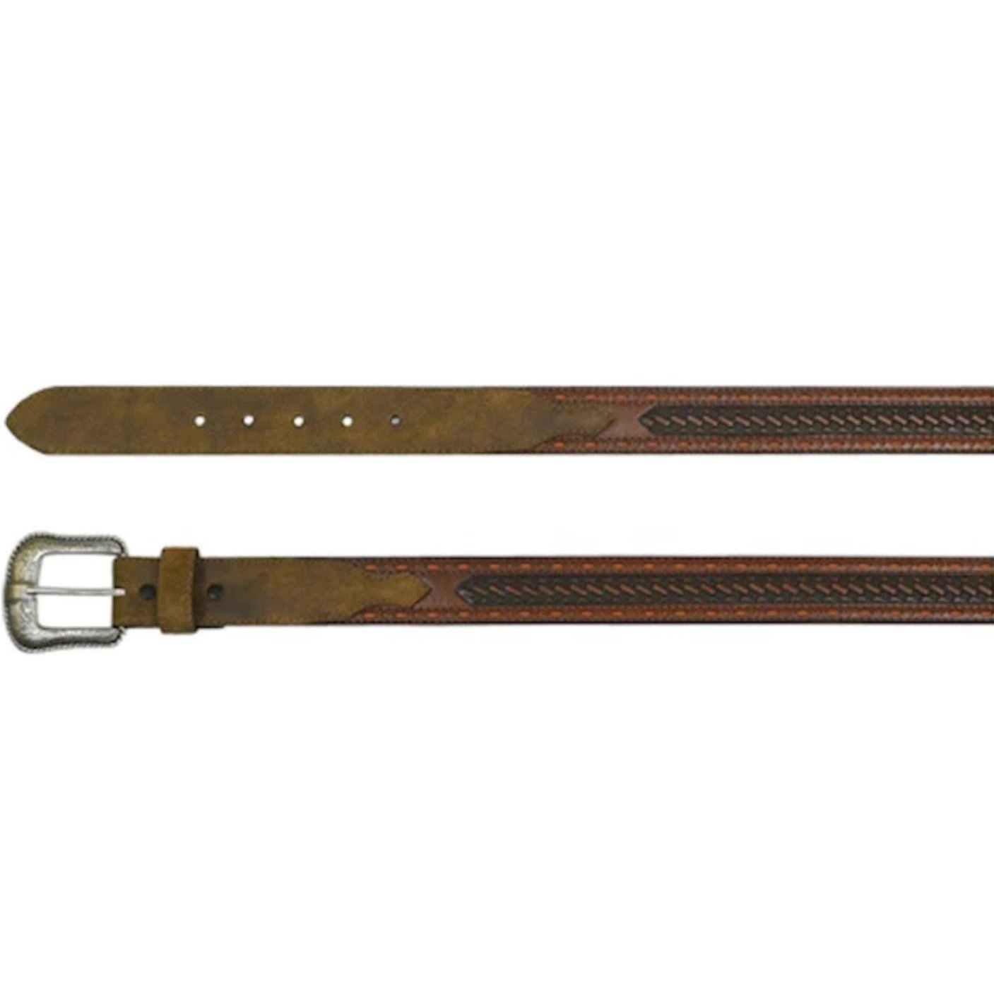 JP West Men's Belt Leather Floral Pattern