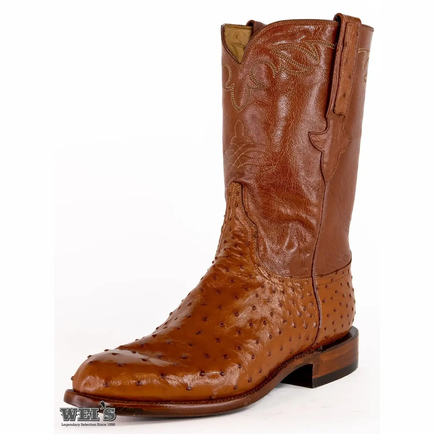 Lucchese Men's Cowboy Boots 12" Exotic Ostrich/Goat Roper Style E2025.RR