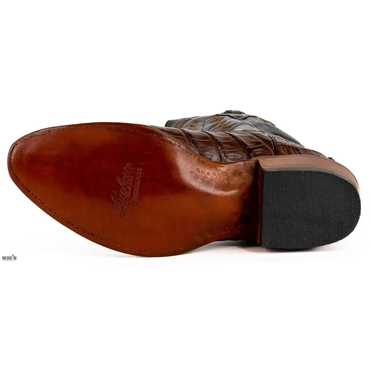 Lucchese Men's Cowboy Boots 14" Caiman Tail / Buffalo Round Toe