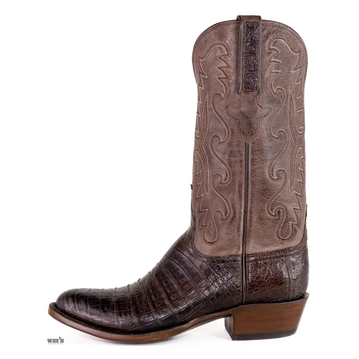 Lucchese Men's Cowboy Boots Exotic Caiman Walking Heel, Round Toe E2155.63