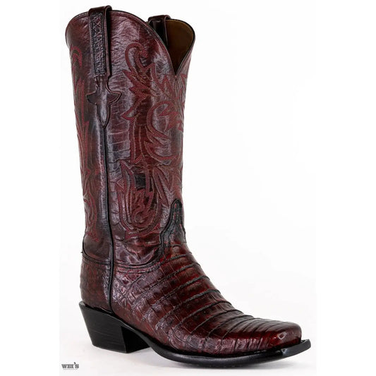 Lucchese Women's Cowgirl Boots 12" Exotic Caiman Medium Square Toe E2122.113C - Lucchese Boots