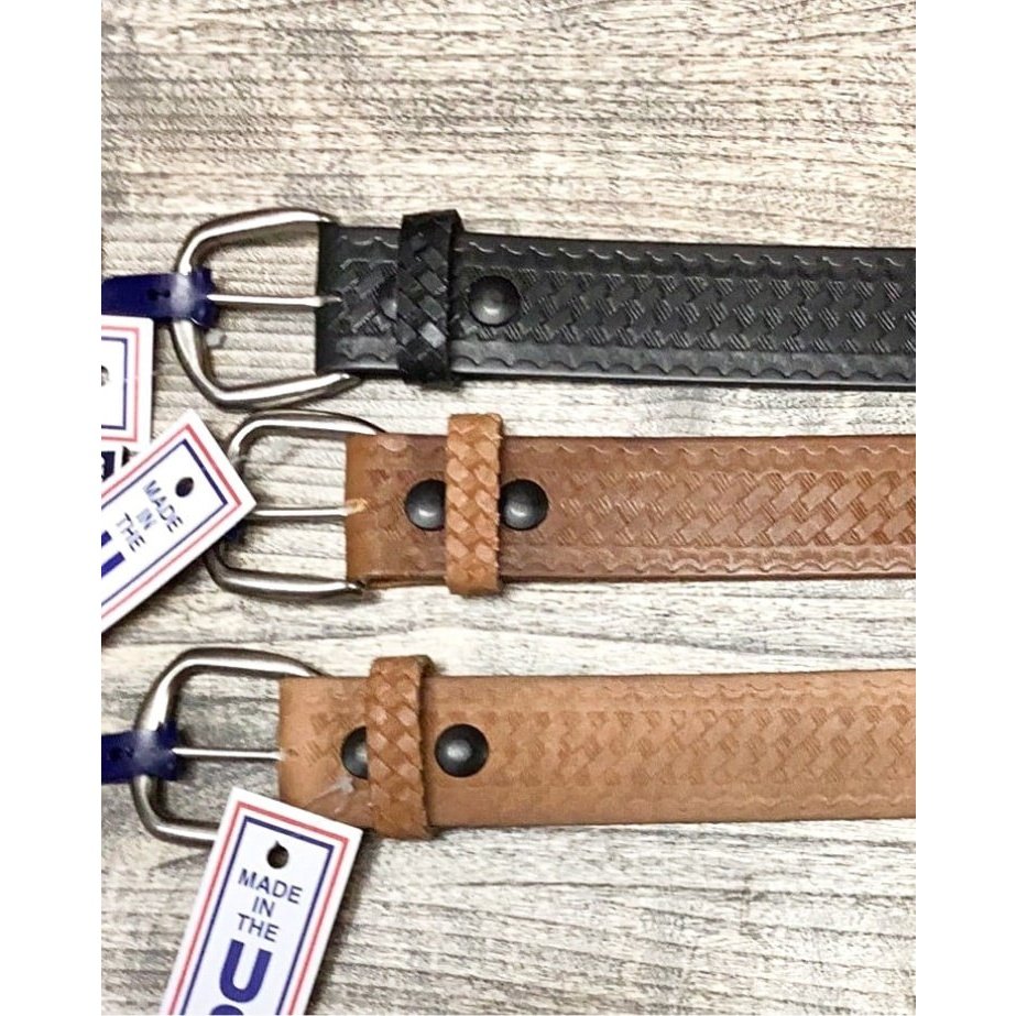 Marc Wolf Men's Belt One Piece Leather Basket stamp