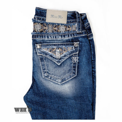 Miss Me Women’s Jeans Mid-Rise Bootcut Aztec M9127B - Miss Me