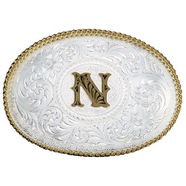 Montana Silversmiths Silver Engraved Initial N Buckle