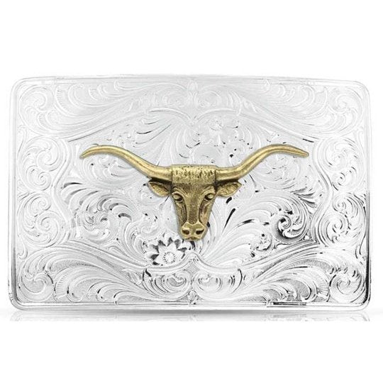 Montana Silversmiths Western Longhorn Silver Belt Buckle