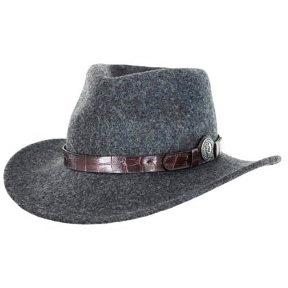 Outback Trading Unisex Hat Wool 3" Brim, 4-1/4" Crown, Collingsworth Grey 1305 - Outback Trading