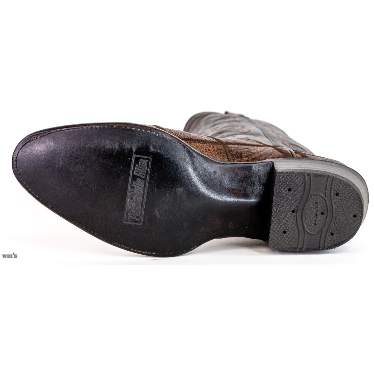 Panhandle Slim Men's Cowboy Boots 14" Exotic Ostrich Leg Patch Cowboy Heel R Toe 15-OSTRICH