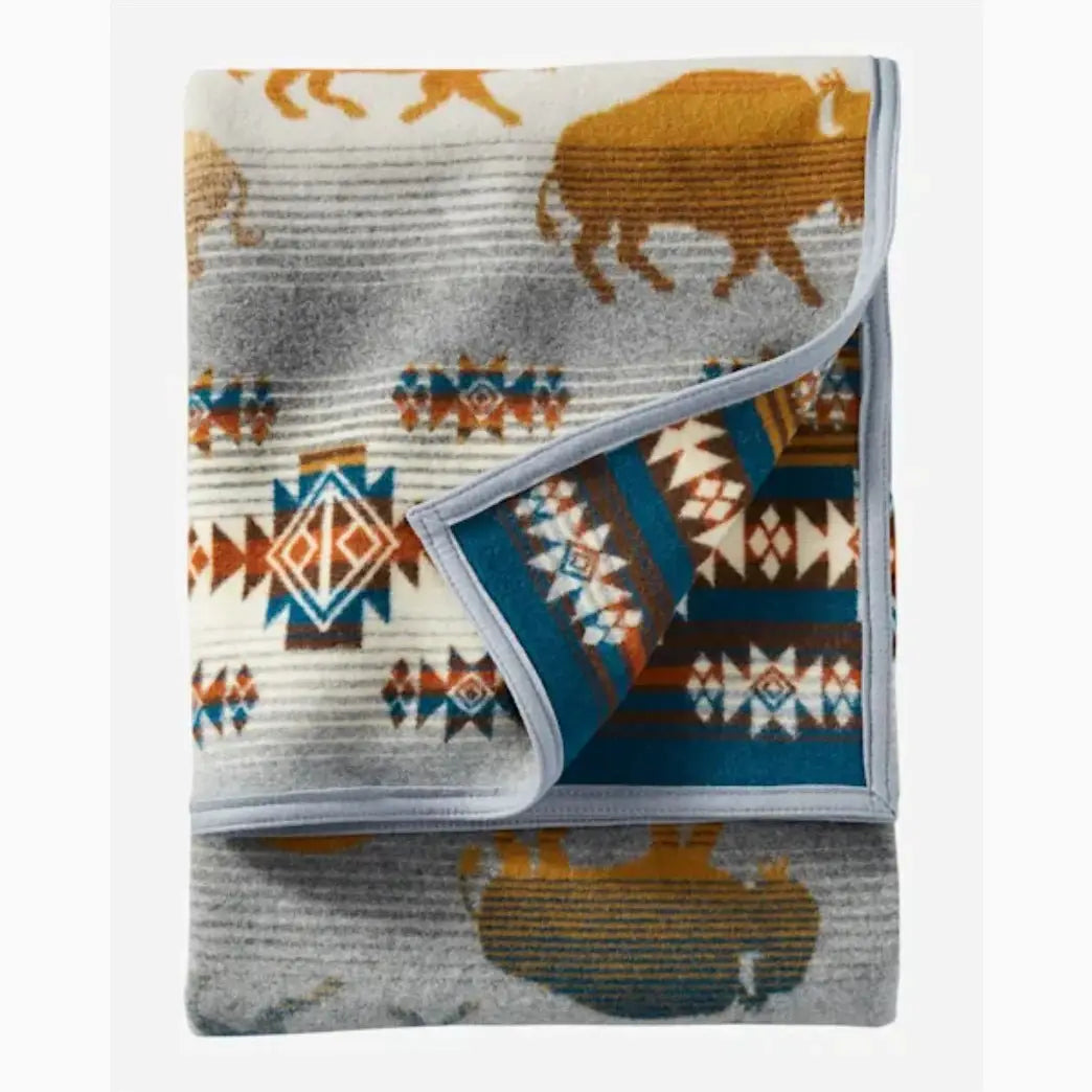 Pendleton Blanket Napped Jacquard Prairie Rush Hour Grey Throw Twin Size