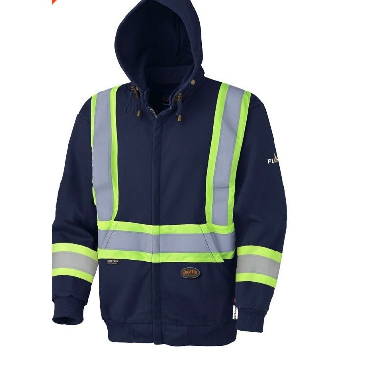 Pioneer Unisex Hoodie Work Flame Resistant Hi Vis Safety Striping