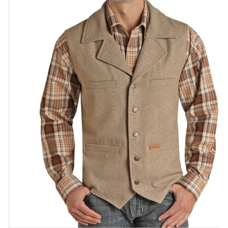 Powder River Men’s Montana Vest Solid Colour, Wool