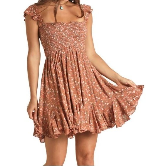 Rock & Roll Women's Dress Floral Print Off The Shoulder