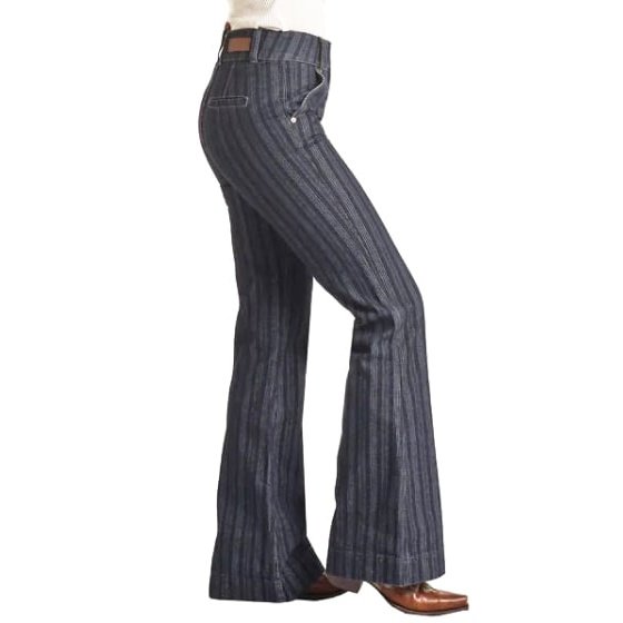 Rock & Roll Women's Jeans High Rise Stripe Jacquard Trouser
