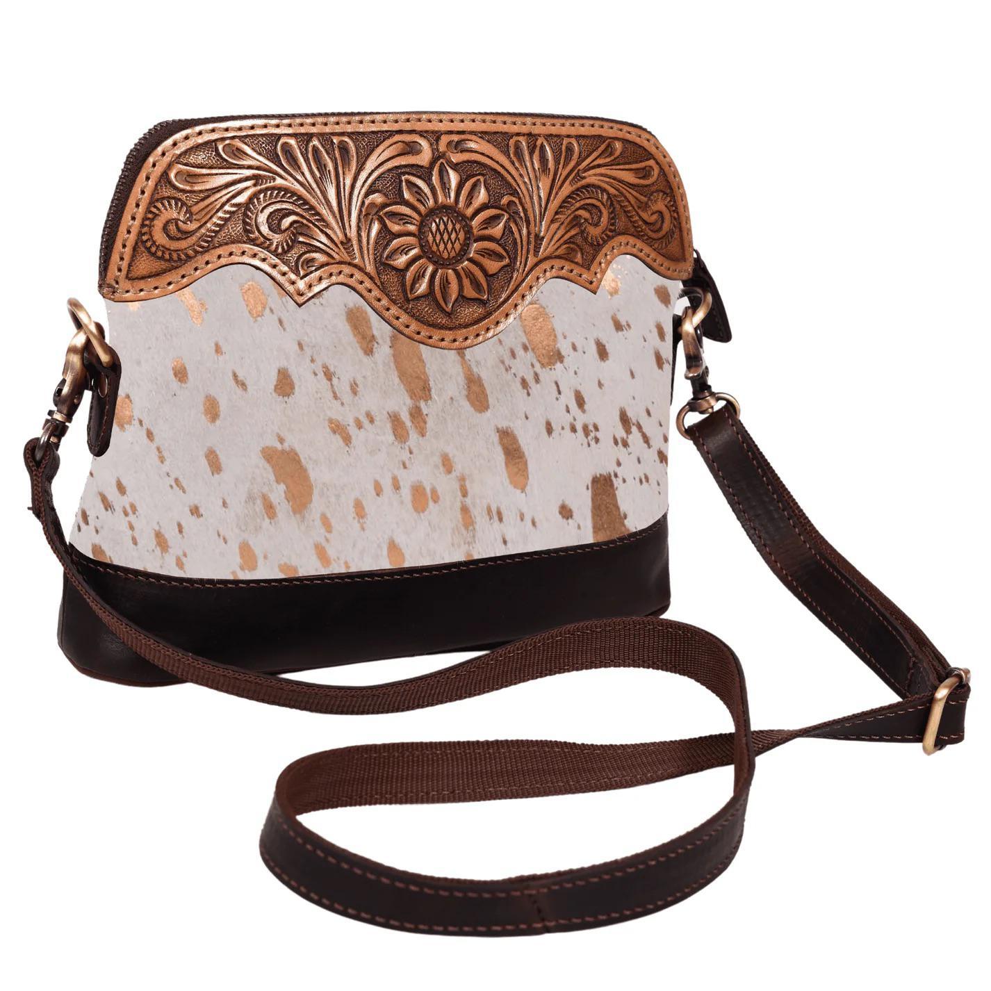 RodeoBar Arizona Tooled Crossbody/Handbag Hair On Hide