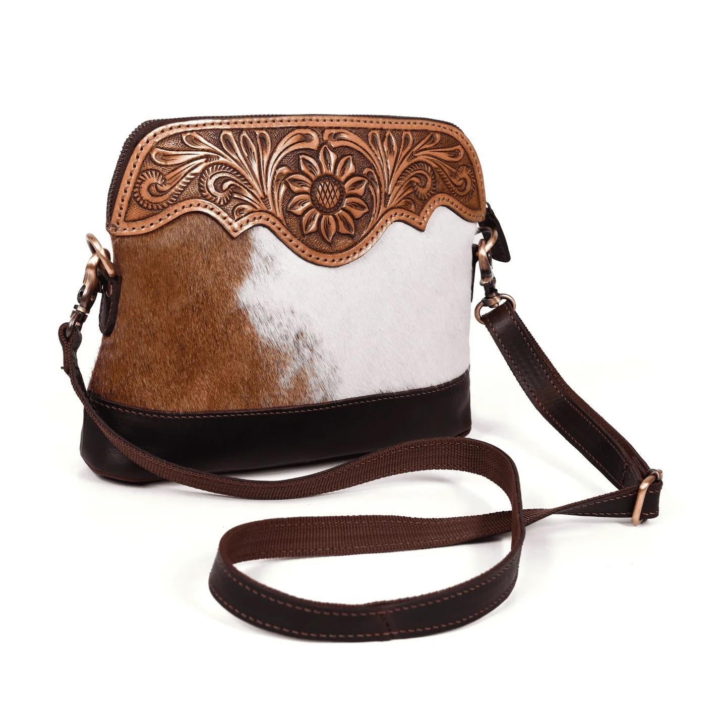 RodeoBar Arizona Tooled Crossbody/Handbag Hair On Hide