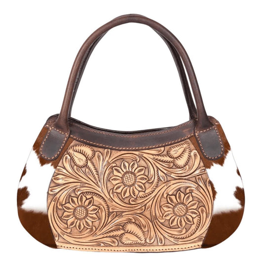 RodeoBar Wisconsin Hair On Hide Tooled Leather Purse LB508 - Rodeobar