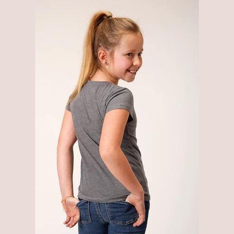 Roper Girl's Grey Poly/Rayon Multi-Colour Horse Shirt