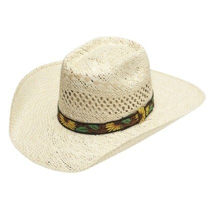 Twister Cowboy Hat Straw Brick Crown Sunflower Hatband T78506 - Twister