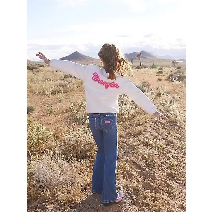 Wrangler Barbie Girl's Logo Sweatshirt in Snow White