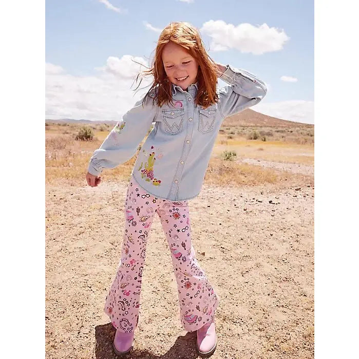 Wrangler Barbie Girl's Trumpet Flare in pinnacle pink- CLEARANCE