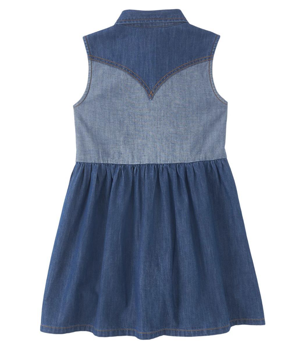 Wrangler Girl's Western Denim Dress- Indigo