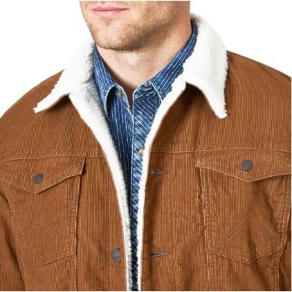 Wrangler Men's Jacket Corduroy Sherpa Lined Tan